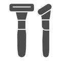 Safety razor solid icon. Cutter illustration isolated on white. Shaving razors glyph style design, designed for web and