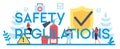 Safety regulation typographic header concept. Occupational safety