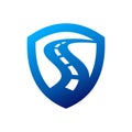 safety road logo with shield concept