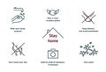 Safety rules for pandemic period. Icons on white background. Vector illustration Royalty Free Stock Photo