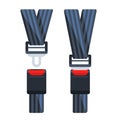 Safety seat belt, open and closed seatbelt. Road strap, Lifesaver. Vector illustration