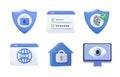 Safety, security, protection 3D icons. Digital security authentication concept. 3d scan for authorization identity cyber