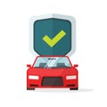 Safety and security test check on automobile vector concept flat cartoon illustration, idea of car auto insurance icon Royalty Free Stock Photo