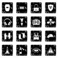 Safety set icons, grunge style Royalty Free Stock Photo