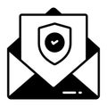 Safety shield with mail vector design of email protection, editable icon Royalty Free Stock Photo