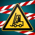 Safety sign. Caution - danger Autoloader. High-risk zone. Barrier tape. Vector