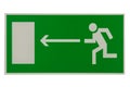 Safety sign Direction to emergency exit. Isolate on a white background. Royalty Free Stock Photo