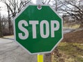 Green stop sign