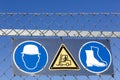 Safety signs on an industrial site Royalty Free Stock Photo