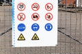 Safety signs on an industrial site Royalty Free Stock Photo