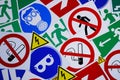 Safety signs and symbols Royalty Free Stock Photo