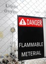 Safety signs warning DANGER-FLAMMABLE MATERIAL . Royalty Free Stock Photo