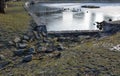 Safety spillway of a lake dam, pond or other water area, reservoir. in case of clogging of the sluice, the water will drain out on