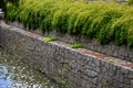 Safety spillway of a lake dam, pond or other water area, reservoir. in case of clogging of the sluice, the water will drain out on