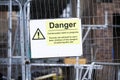 Safety starts here and health safety construction board notice signs where building works are taking place Royalty Free Stock Photo