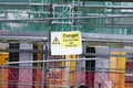 Safety starts here and health safety construction board notice signs where building works are taking place Royalty Free Stock Photo