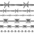 Safety steel barbed and razor wire vector seamless prison borders set