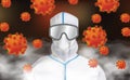 Safety sterile coverall gown on the pandemic virus area illustration concept