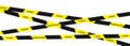 Safety tape with warning signs do not enter, quarantine, danger zone, caution, virus and pandemic