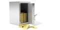 Safety vault with gold bullion on a white background. 3d illustration. Royalty Free Stock Photo