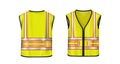 Safety vest front and back view, yellow jacket Royalty Free Stock Photo