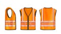 Safety vest front, side, back view, orange jacket