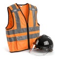Safety vest and helmet 3D illustration isolated on white background Royalty Free Stock Photo