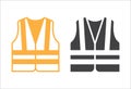 High visibility jacket symbol. Protective safety clothing with reflective stripes