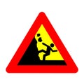 Safety warning falling rocks hazard do not climb triangle