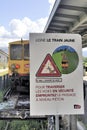 Safety warning sign in Latour de Carol station