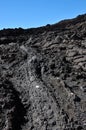 Safety White Traces Path on Old Lava Stone in the Peak of the Furnace Royalty Free Stock Photo