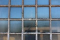 Safety wire protection glass windows with dilapidated concrete frames reinforced with metal wire