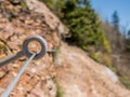 Safety Wire Strung Along Rocky Trail
