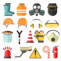 Safety work icons. Safety at work vector icons collection.