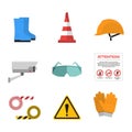 Safety work vector icons flat style Royalty Free Stock Photo