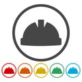 Safety worker hardhat icons set