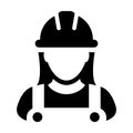 Safety worker icon vector male construction service person profile avatar with hardhat helmet and jacket in glyph pictogram Royalty Free Stock Photo