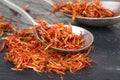 Safflower, false saffron, saffron thistle. Carthamus tinctorius