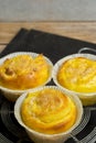 Saffron buns with almond paste filling