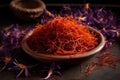 Saffron is a highly prized spice that is derived from the stigmas of the Crocus sativus flower Royalty Free Stock Photo