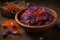 Saffron is a highly prized spice that is derived from the stigmas of the Crocus sativus flower Royalty Free Stock Photo