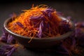 Saffron is a highly prized spice that is derived from the stigmas of the Crocus sativus flower Royalty Free Stock Photo