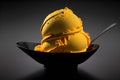 Saffron Ice Cream on black background created with generative AI technology