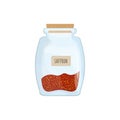 Saffron Preserved In Glass Jar Isolated On White Background. Piquant Condiment, Oriental Food Spice, Spicy Cooking