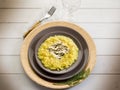Saffron risotto with gold leaf Royalty Free Stock Photo