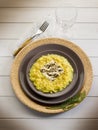 Saffron risotto with gold leaf Royalty Free Stock Photo