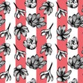 Saffron seamless pattern . Crocus flower pattern. Hand-drawn vector illustration Royalty Free Stock Photo