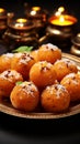 Saffron spheres Indian motichoor laddoo, a sweet embodiment of rich flavors Royalty Free Stock Photo