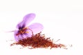 Saffron spice and Saffron flowers Royalty Free Stock Photo