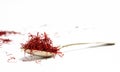 Saffron spice tea crop on a spoon